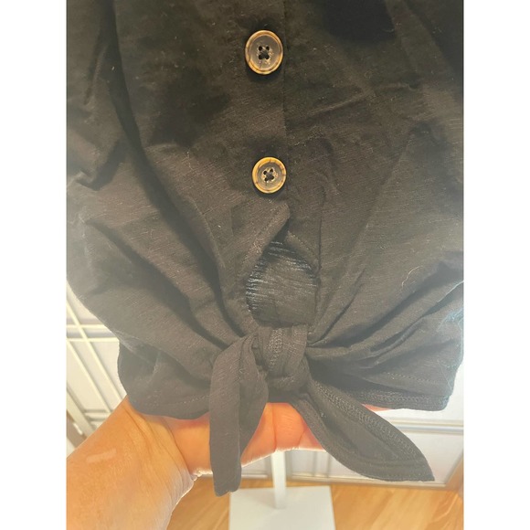 SANCTUARY Black Sleeveless Blouse Button Down the Front Tie Waist XL - Picture 5 of 5